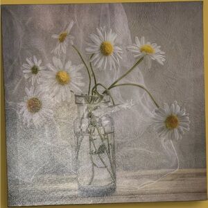 Floral Canvas Art with Daisies